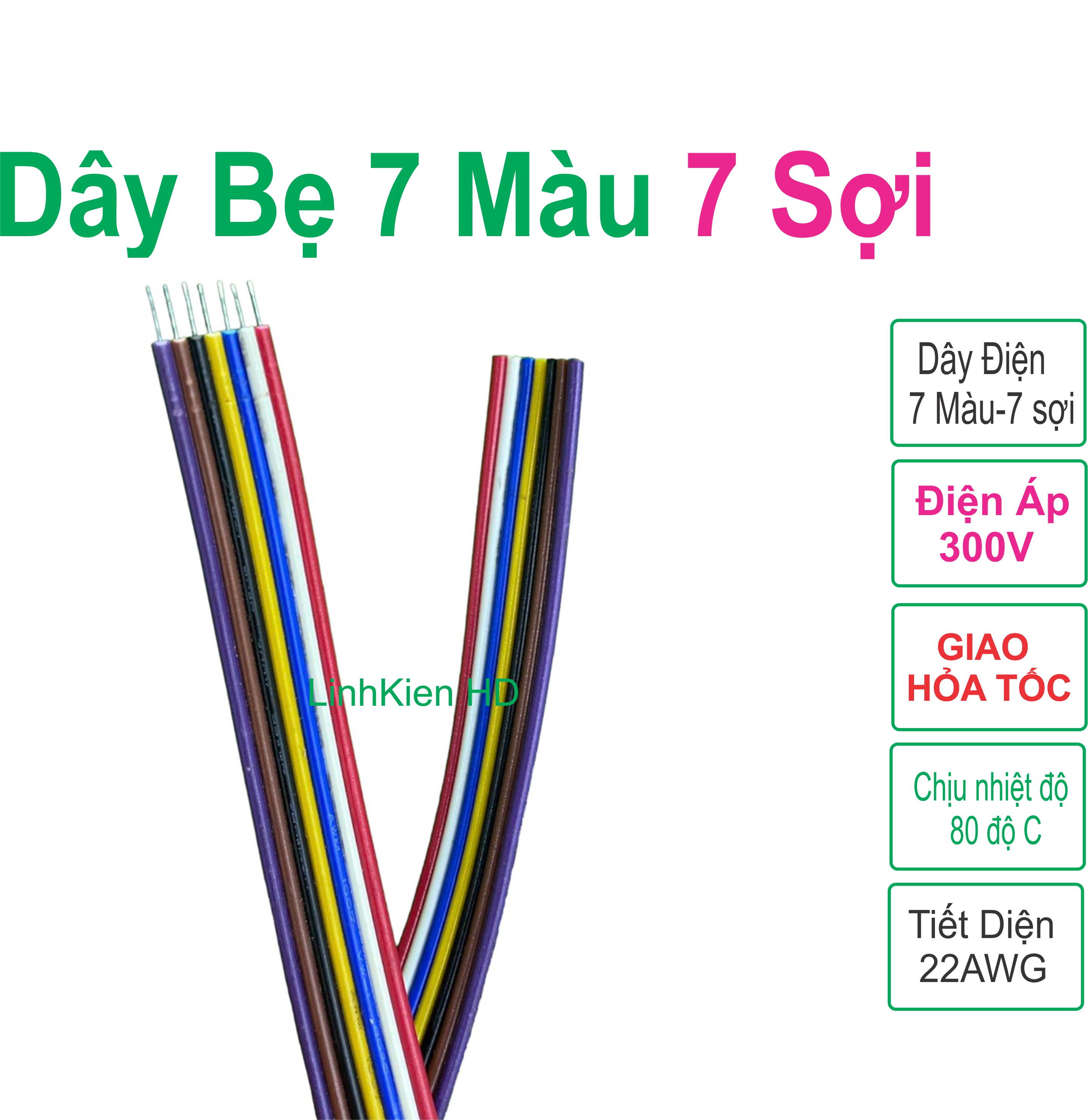 Dây bẹ nhiều màu 7 sợi 22awg 300v linhkien hd