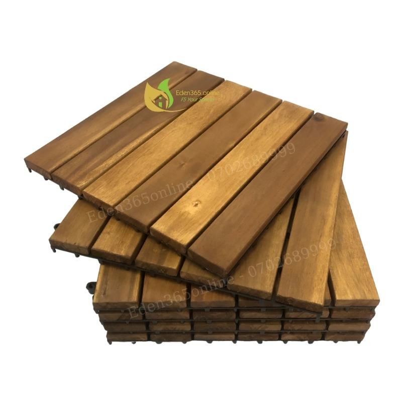 Ván sàn gỗ tự nhiên vỉ nhựa tự lắp ráp, lót sàn ban công, sân thượng, gỗ tràm chuyên dùng ngoài trời, Loại 6 nan - Hàng xuất khẩu - Eden