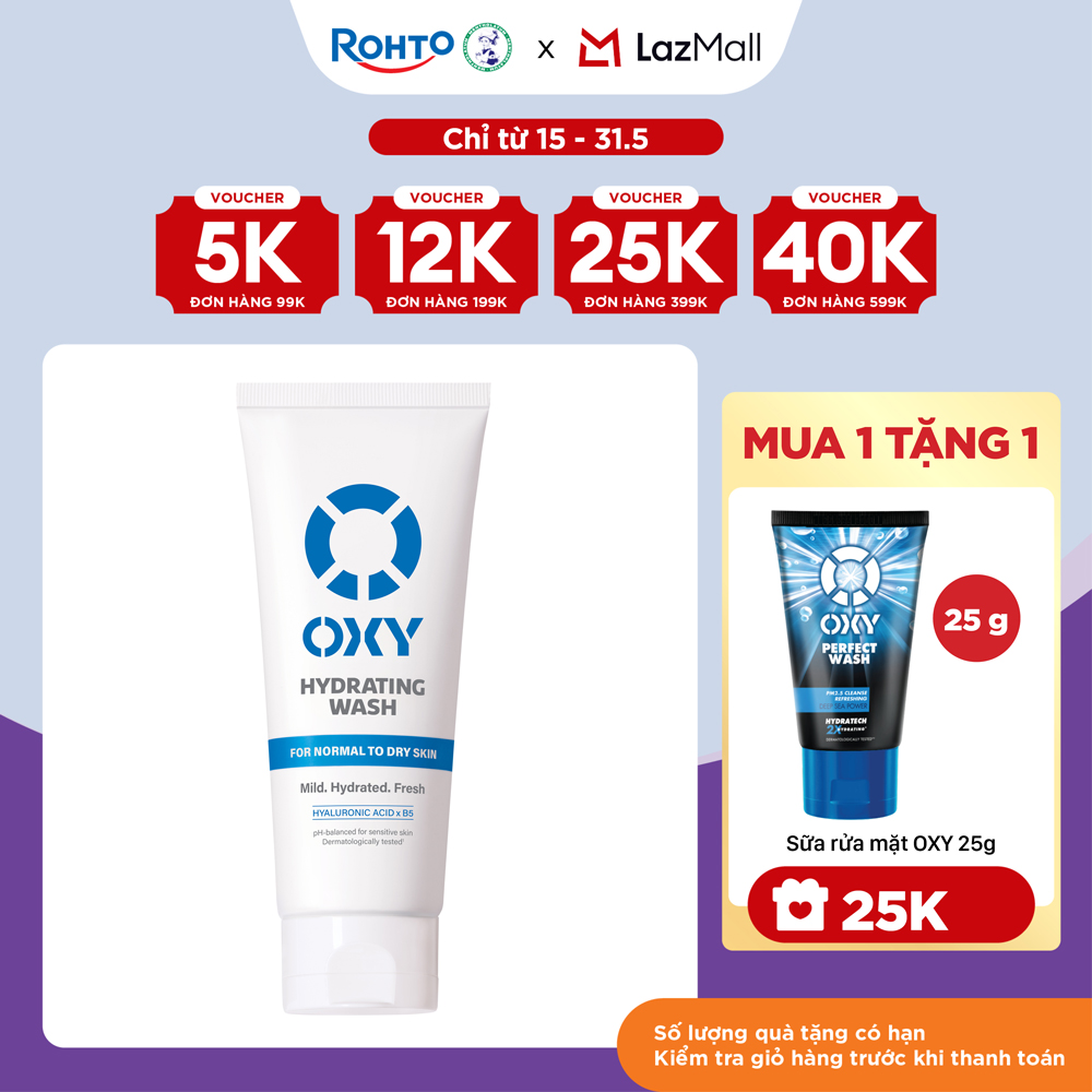 Sữa rửa mặt cho nam Oxy sạch dịu nhẹ, giảm khô căng dạng gel Oxy Hydrating Wash 100g