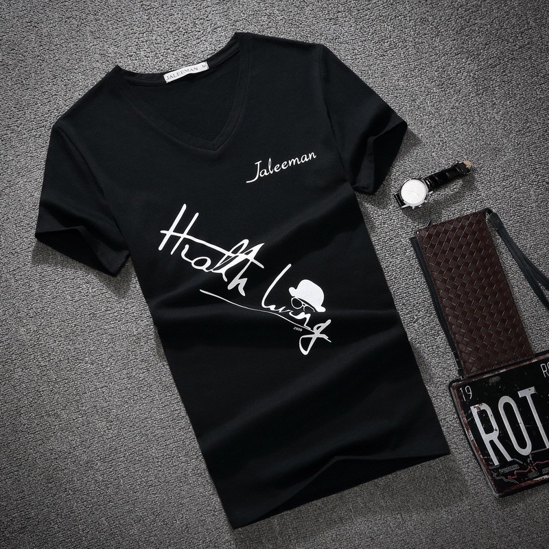 Men's T-Shirt/T-Shirt, Short Sleeves, Sweat-Absorbent Fabric, V-Neck, Stretchy, Floral Print, Loose Sleeves, Slim Fit, Latest Model