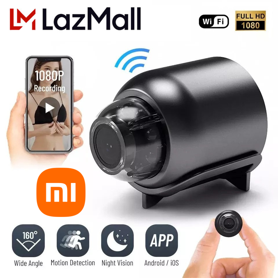 (camera mini)LazMall FLASH SALE 50% Camera ẩn Xiaomi Mini Wifi X5 Full HD 1080PH Hồng Ngoại Giám Sát