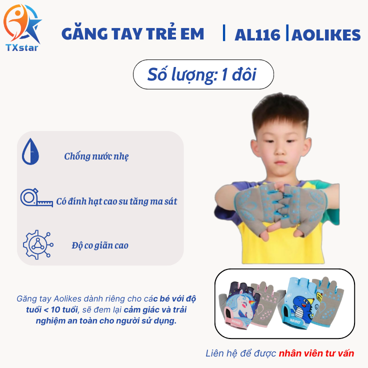 Bao tay trẻ em găng tay đi xe đạp cho trẻ em cao cấp Aolikes