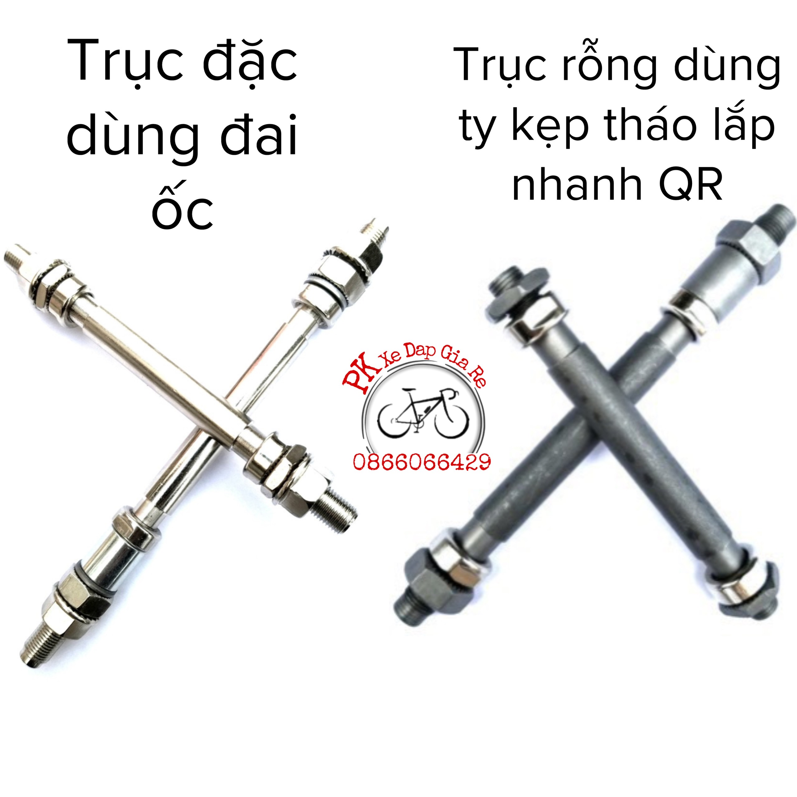 Bộ trục dùng bạc đạn cho moay ơ xe đạp, trục bánh xe đạp thể thao dùng bạc đạn hàng loại 1