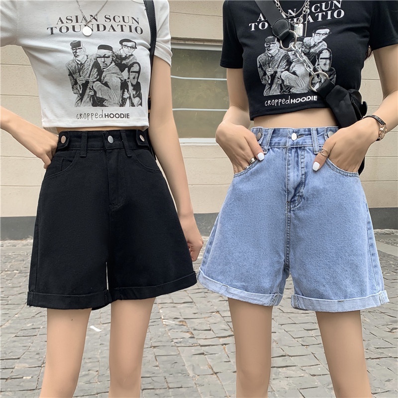 Quần short jean nữ lưng cao đai chỉnh eo gấu gập phong cách Ullzang có Bigsize (J5NLL)