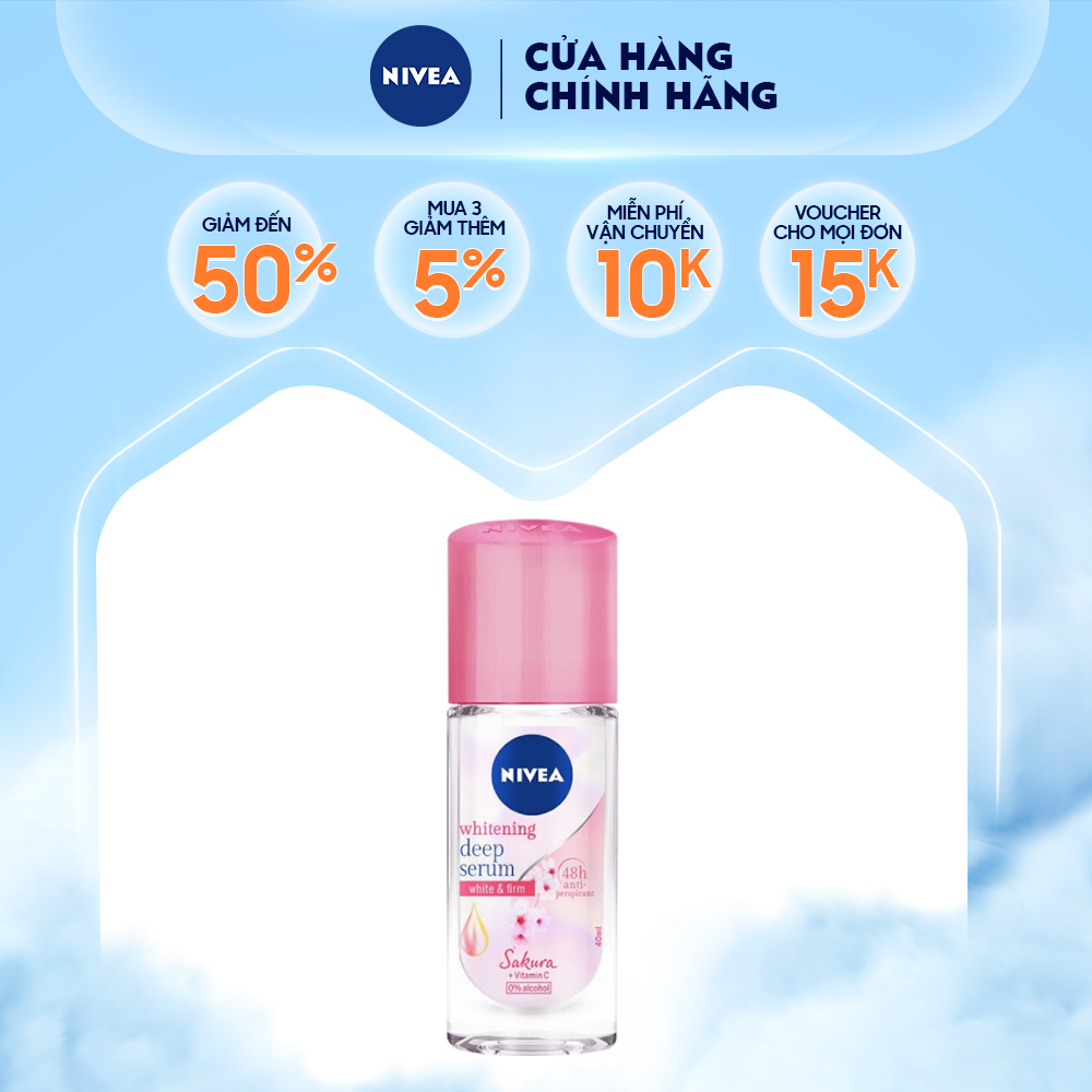 Lăn ngăn mùi Nivea serum trắng mịn hương hoa Sakura 40ml