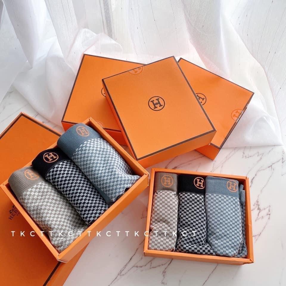 HỘP 3 QUẦN SỊP ĐÙI NAM #HERMES HỘP CAM