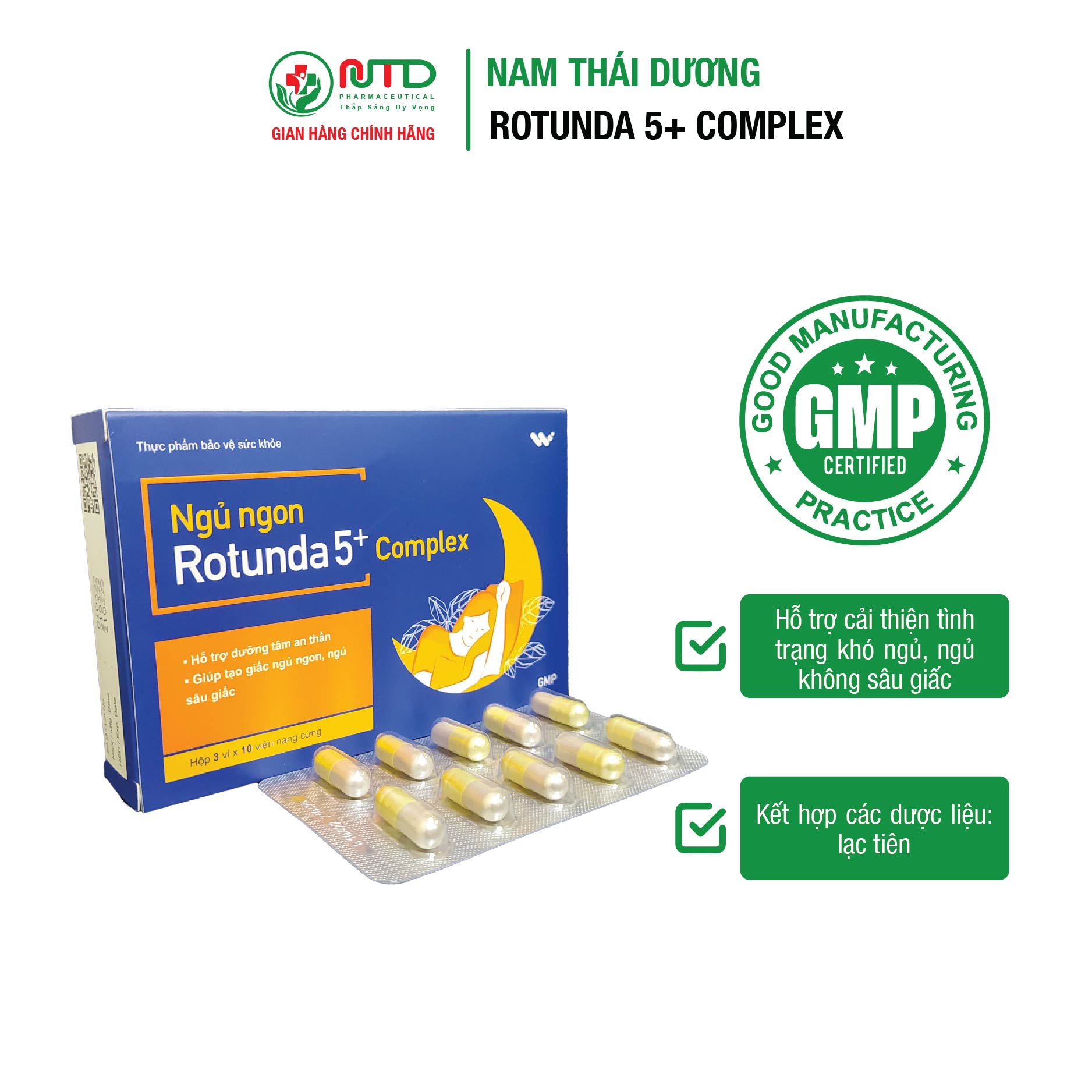 Viên ăn uống ngủ ngon Rotunda 5+ Complex cải thiện giấc ngủ