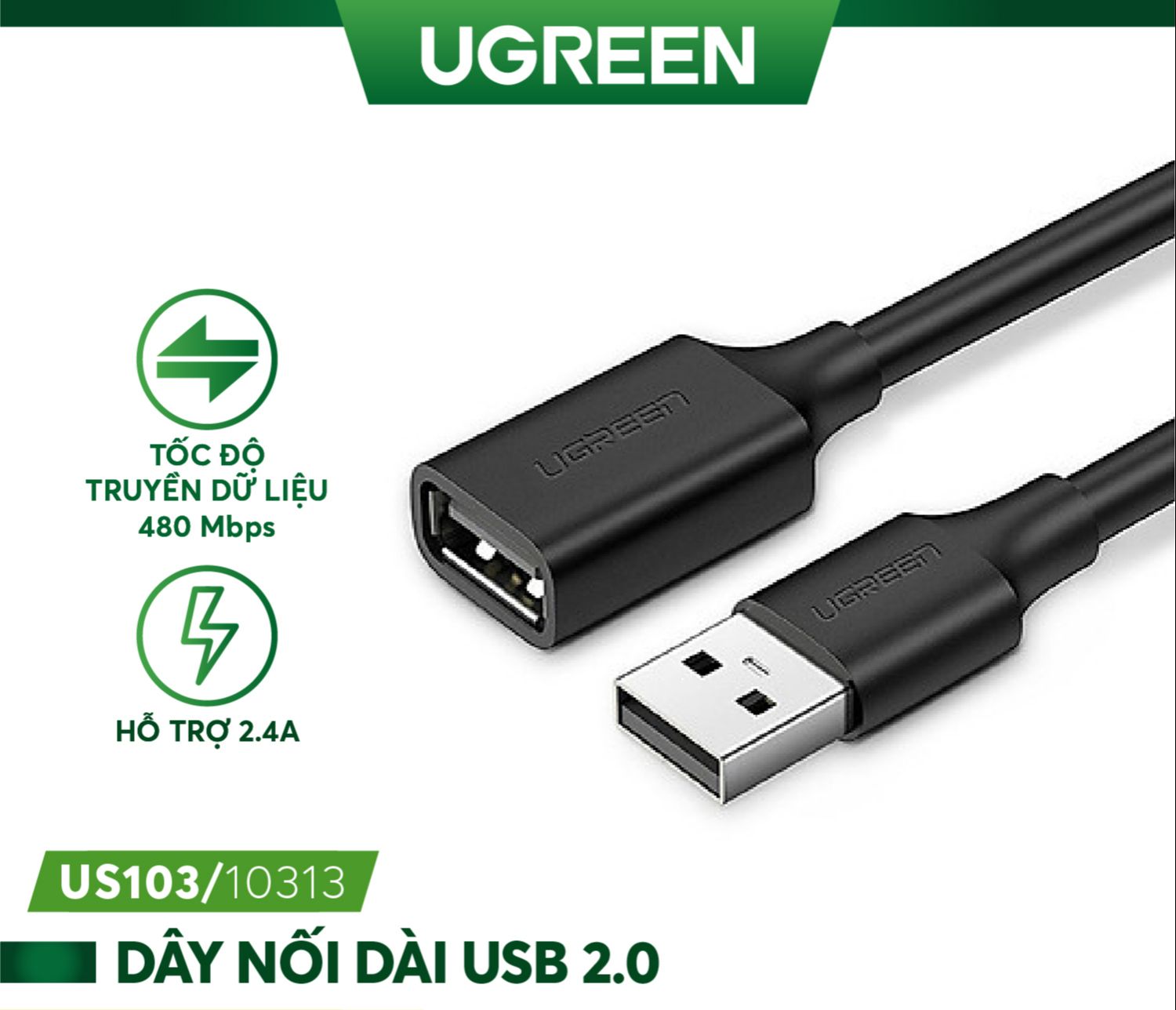 Dây nối dài USB 2.0  UGREEN US103