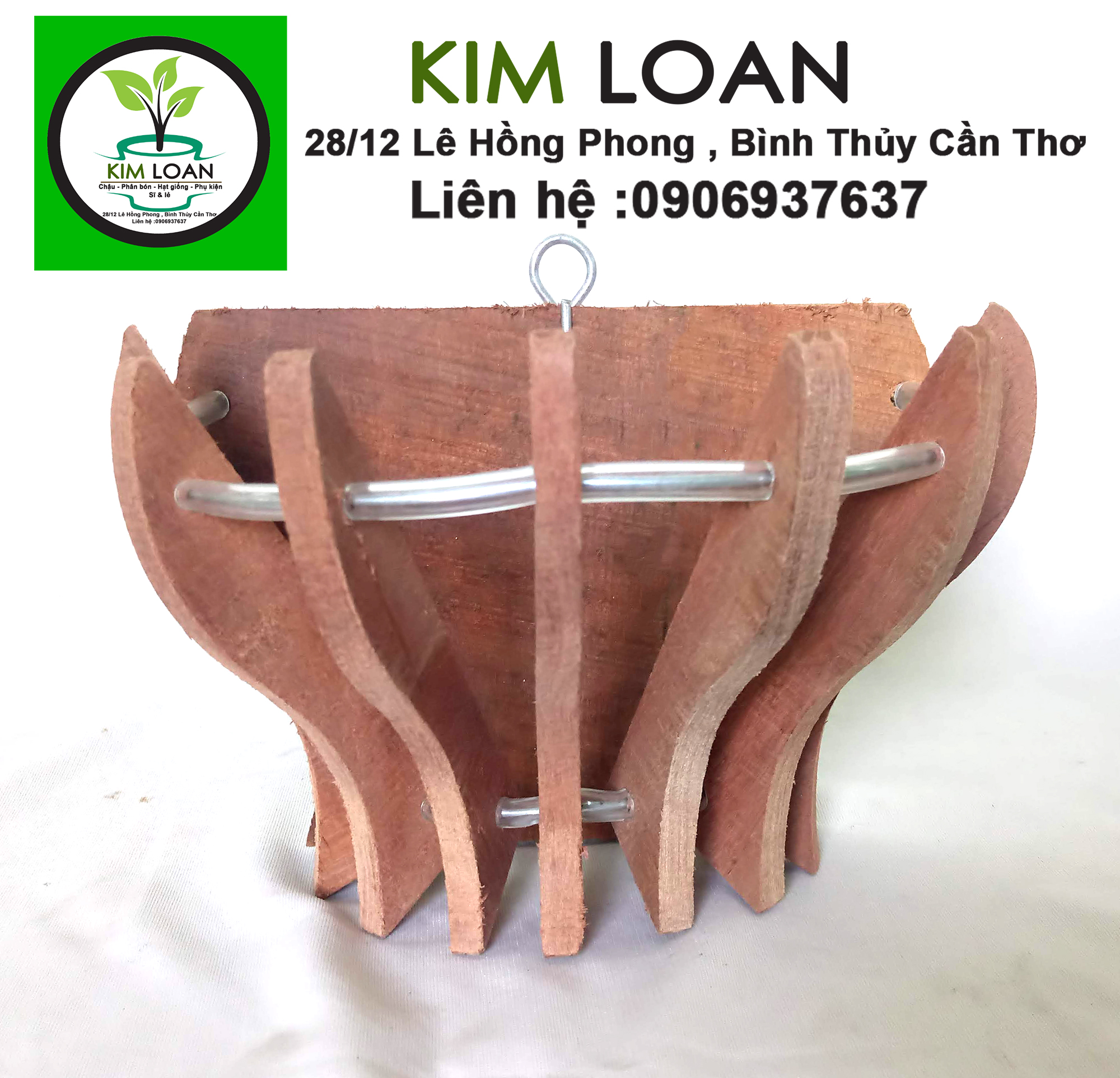 Combo 2 chậu lan gỗ ốp tường 18x11x12cm