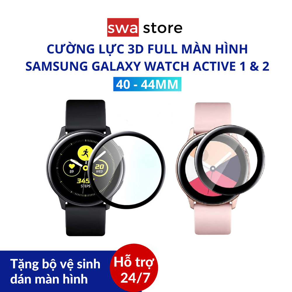Dán màn hình cường lực dẻo 3D Galaxy Watch Active 1/2 full màn hình chống bám vân tay 40mm và 44mm