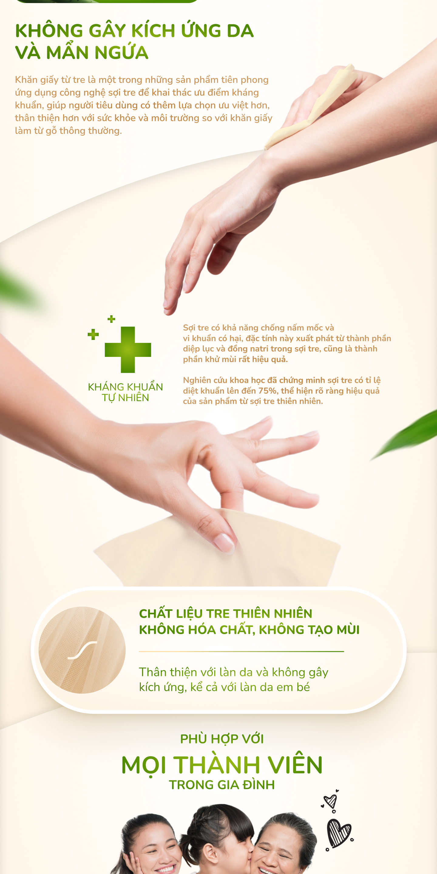 Khăn giấy khô không mùi từ sợi tre siêu dai FUDO TISSUEPack - Dai khi thấm nước và không bụi vụn (Gói lẻ 130 tờ x 3 lớp).