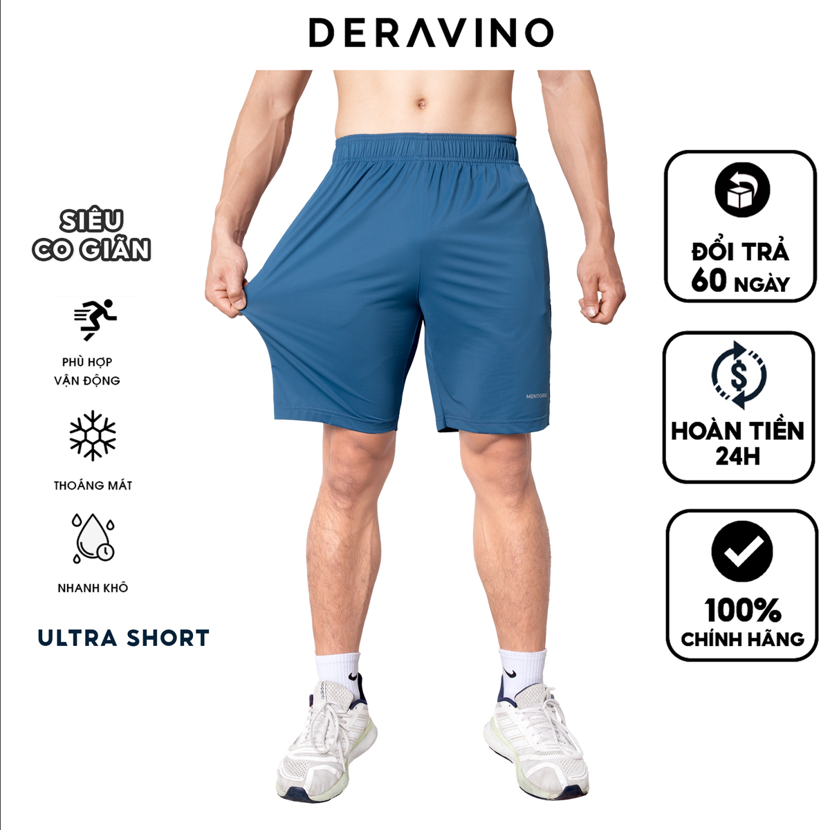 Quần đùi nam co giãn, quần short CAO CẤP Deravino, phù hợp với mọi hoạt động, chất liệu vải cao cấp, co giãn 4 chiều, thông thoáng và mềm mại thấm hút mồ hôi tốt, vô cùng thoái mái khi mặc SR05