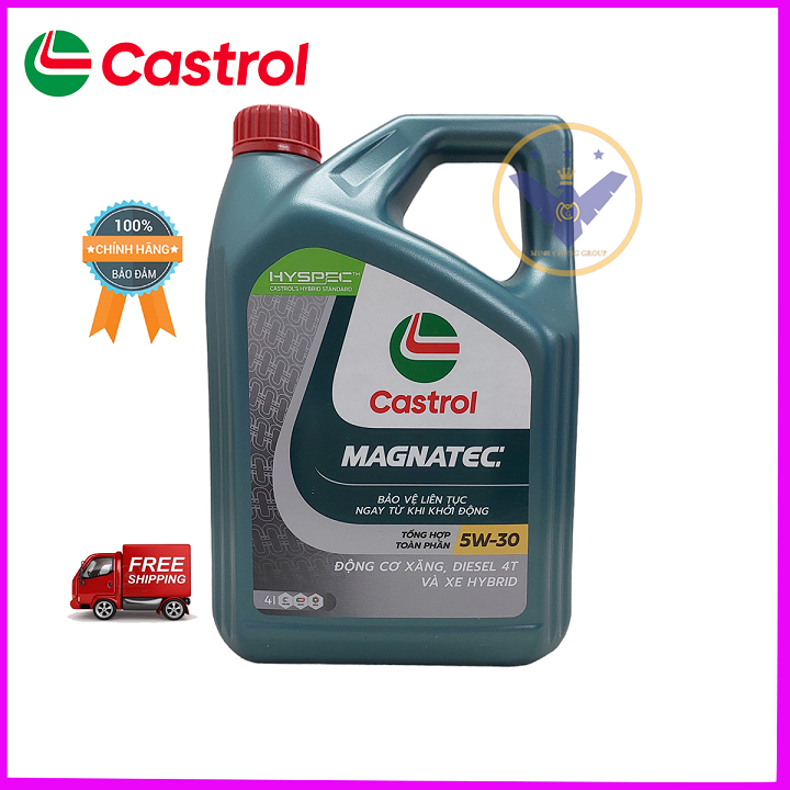 Dầu nhớt ô tô cao cấp tổng hợp toàn phần castrol magnatec 5w-30 api sp/cf can 4l
