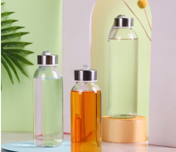Set 2 Bình nước detox thủy tinh có quay xách dung tích 500ml
