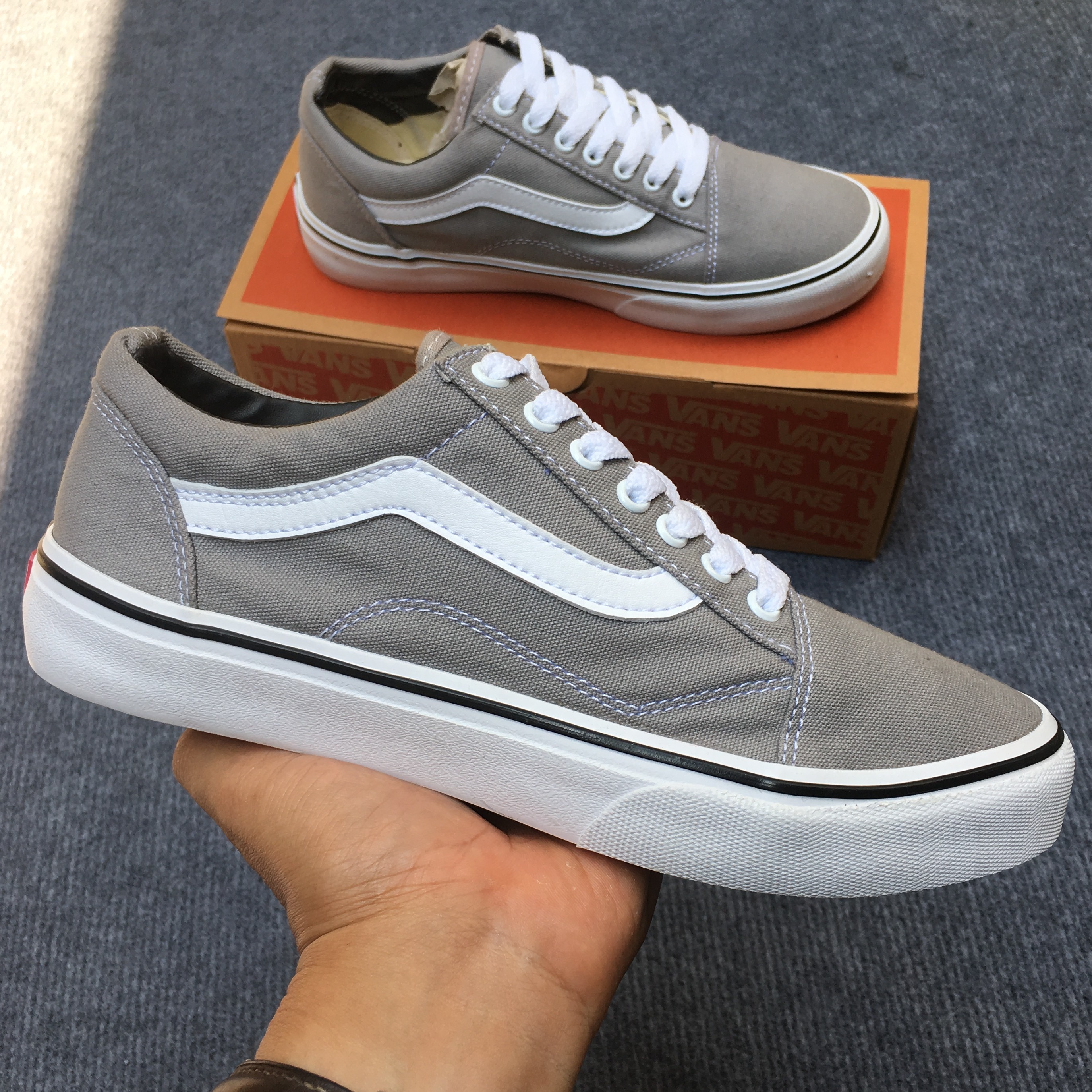 [ TẶNG HỘP ] giày thể thao nam nữ vans old skool xám