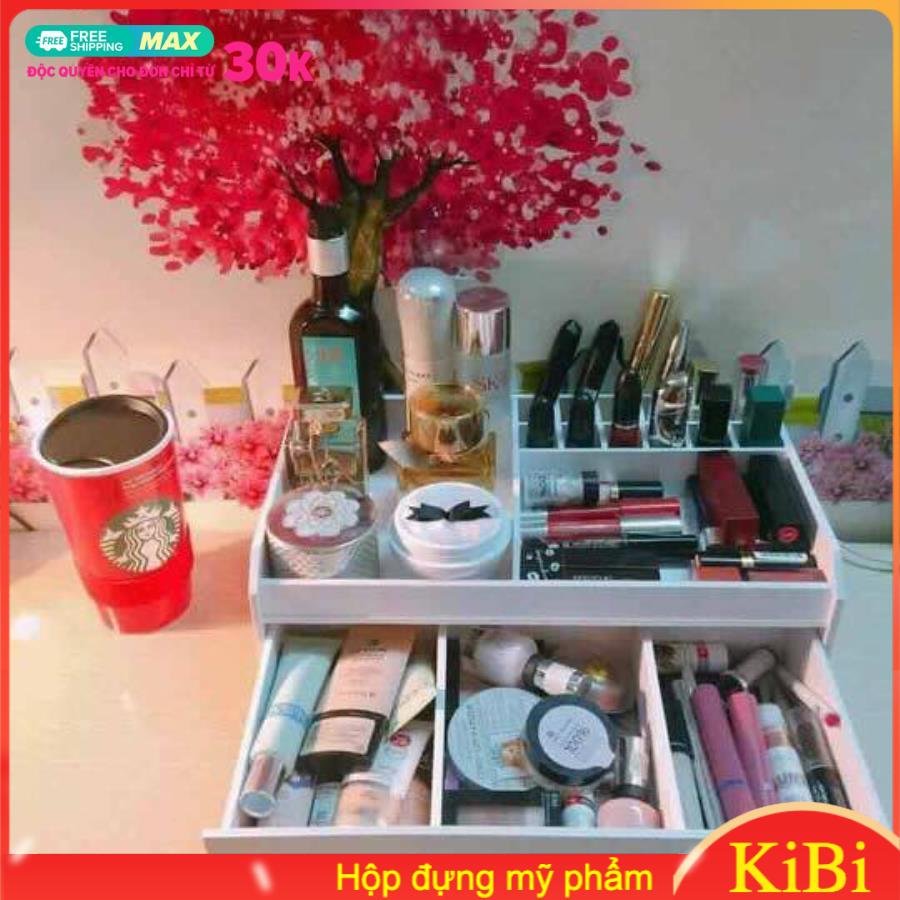 Kệ đựng mỹ phẩm 1 hộc kéo 3 ngăn màu trắng