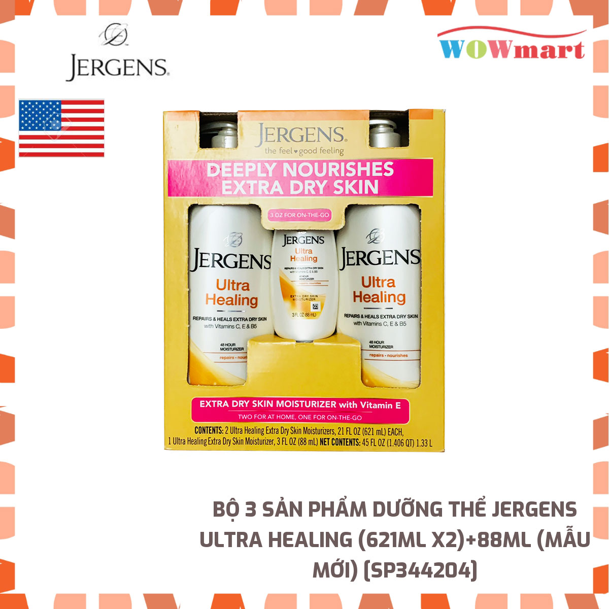 Bộ 3 sản phẩm dưỡng thể Jergens Ultra Healing +88ml -