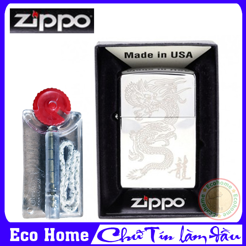 Hộp Quẹt Zippo Mỹ, Bật Lửa Zippo USA Cao Cấp Full Hộp - Tặng Kèm Vỉ Đá Lửa & Tim Quẹt - Đổi Trả Trong Vòng 7 Ngày Nếu Không Vừa Ý Tại Eco Home