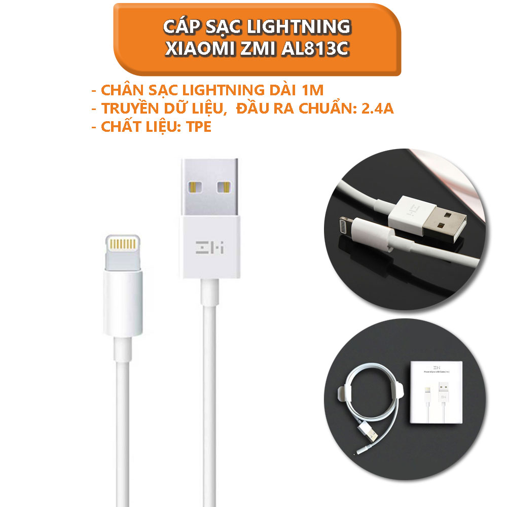Cáp sạc Lightning Xiaomi ZMI AL813C Chuẩn MFi Dài 1m