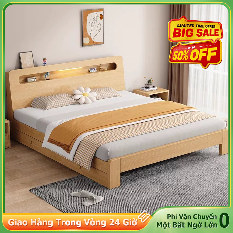 NES Giường Ngủ Giường Pallet Gỗ Thông Mới Đẹp Chất Lượng gỗ thật 100%1m8/1m5/1m2 giảm giá 50%