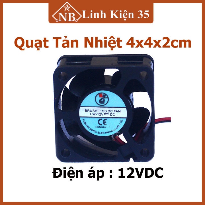 Quạt tản nhiệt 4x4x2cm 12VDC tản nhiệt nhanh, siêu bền bỉ