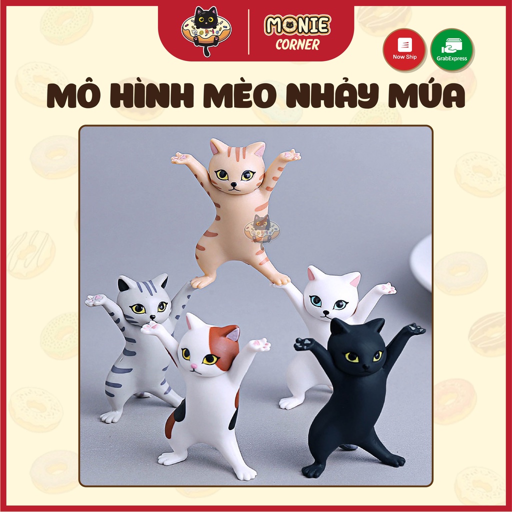 Mô hình mèo nhảy múa để bàn mini, tiểu cảnh, trang trí bàn học, bàn làm việc