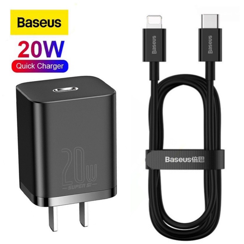 Củ sạc nhanh iphone 20w Baseus - Bộ sạc kèm dây sạc type c to lightning dùng chip ip 14 13 12 11 xsmax ...