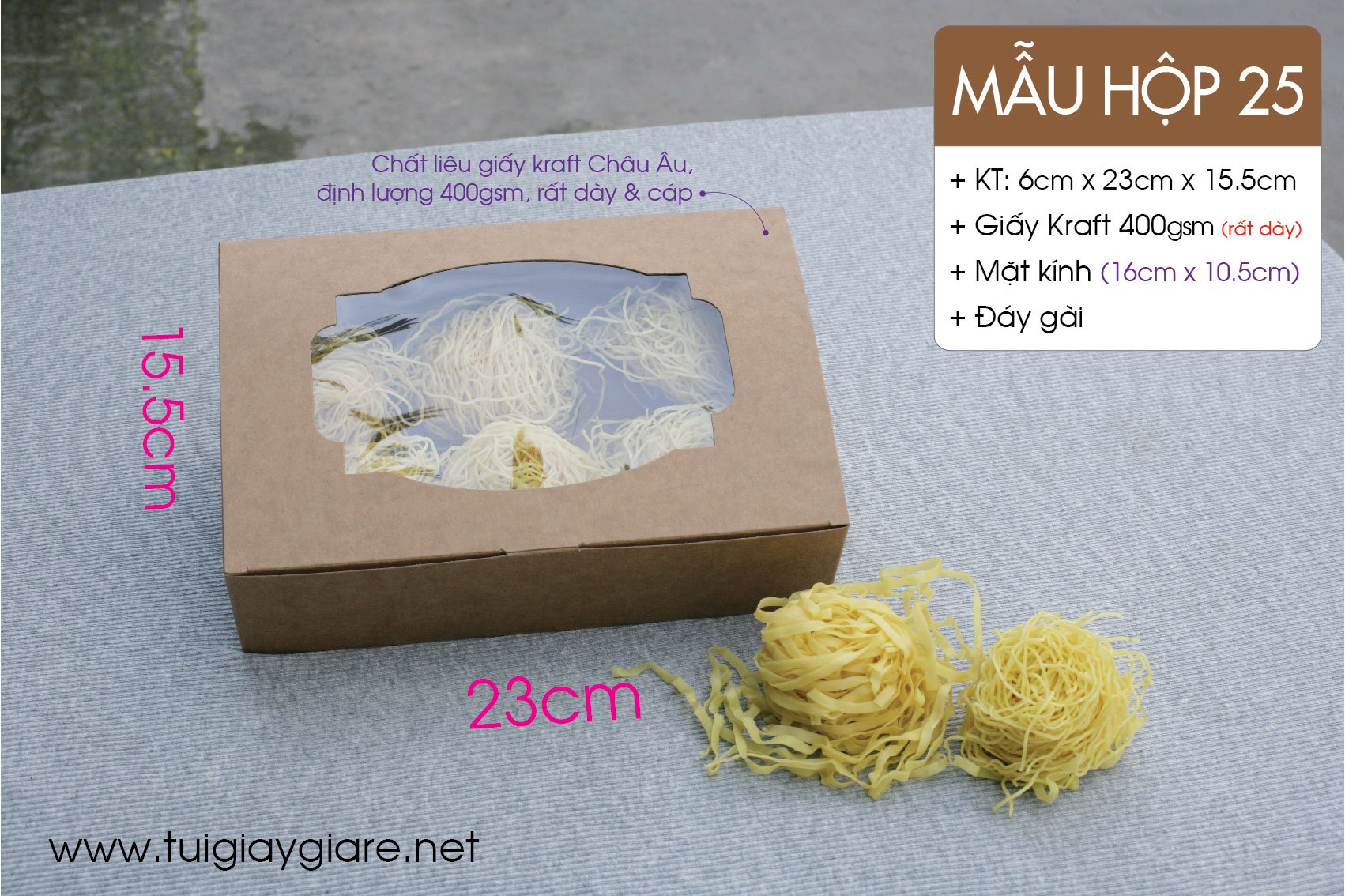 25 cái Hộp số 25 - Hộp giấy kraft nắp ngang đựng thực phẩm quà tặng nông sản sạch