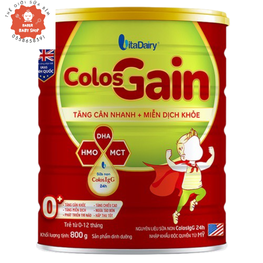 Sữa bột colosgain 0+ 800g.