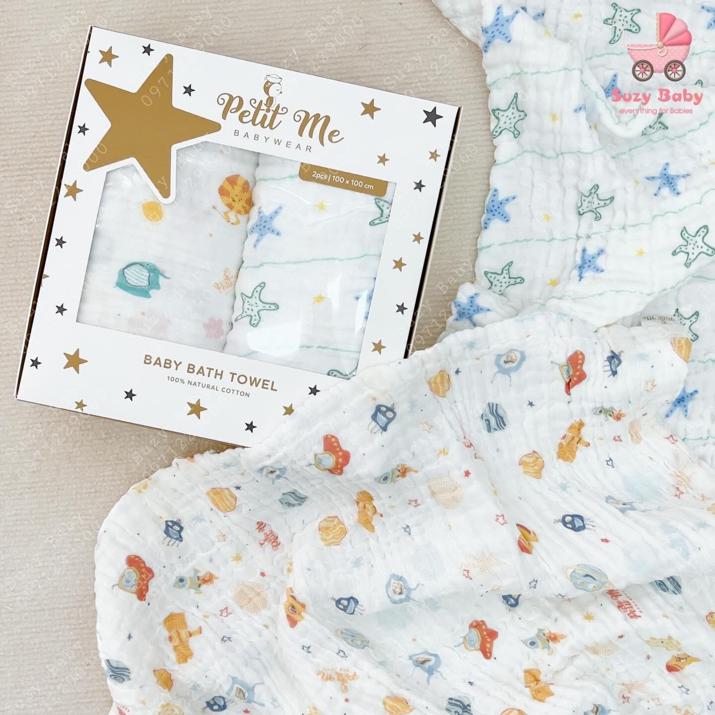 Khăn tắm nhăn Petitme cao cấp 6 lớp cho bé