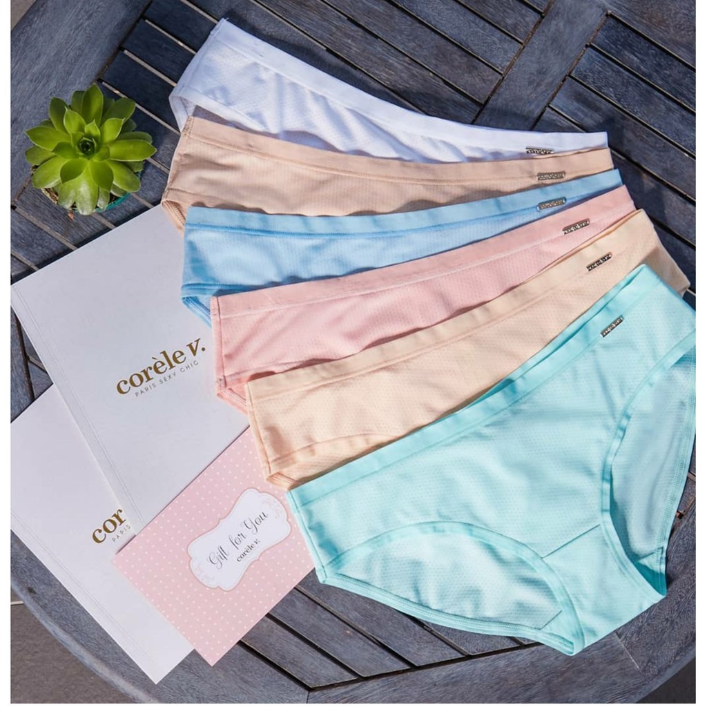 [FREESHIP - 100% HÀNG CHÍNH HÃNG] Quần lót nữ Corele V.  0249A lưng vừa (Da -Xanh - Hồng nhạt - Xanh lá - Trắng - Be)