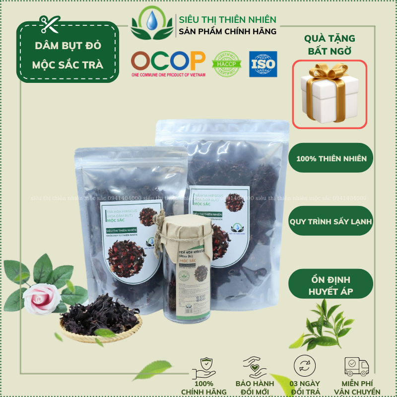Trà atiso hibiscus sấy khô, hoa dâm bụt đỏ Siêu Thị Thiên Nhiên tăng cường miễn dịch, hỗ trợ giảm cân, điều hòa huyết áp