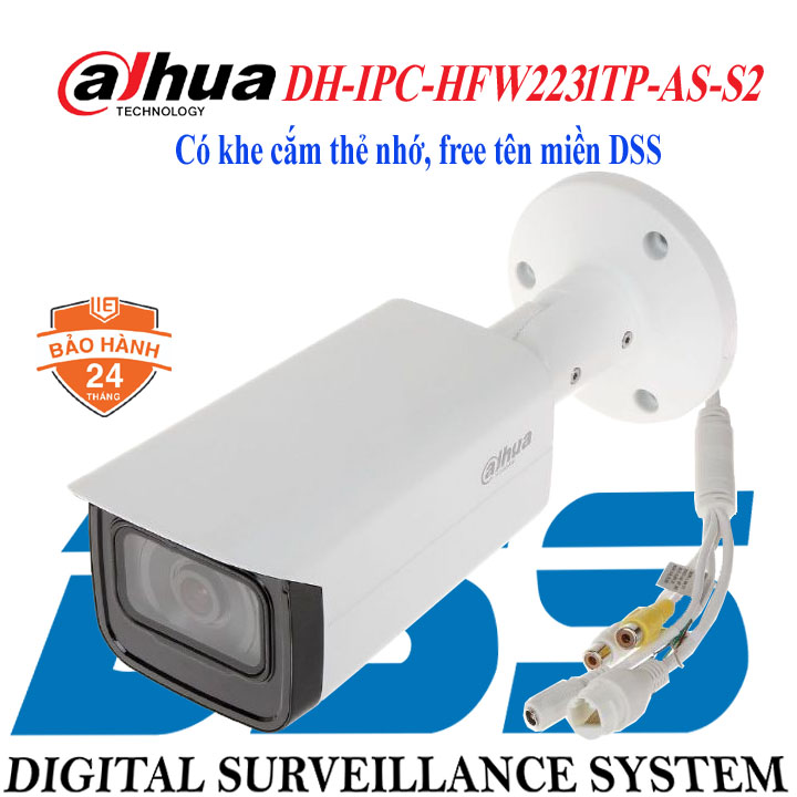 Camera thân ip 2mp hồng ngoại 80m dahua dh-ipc-hfw2231tp-as-s2 hàng chính hãng dss