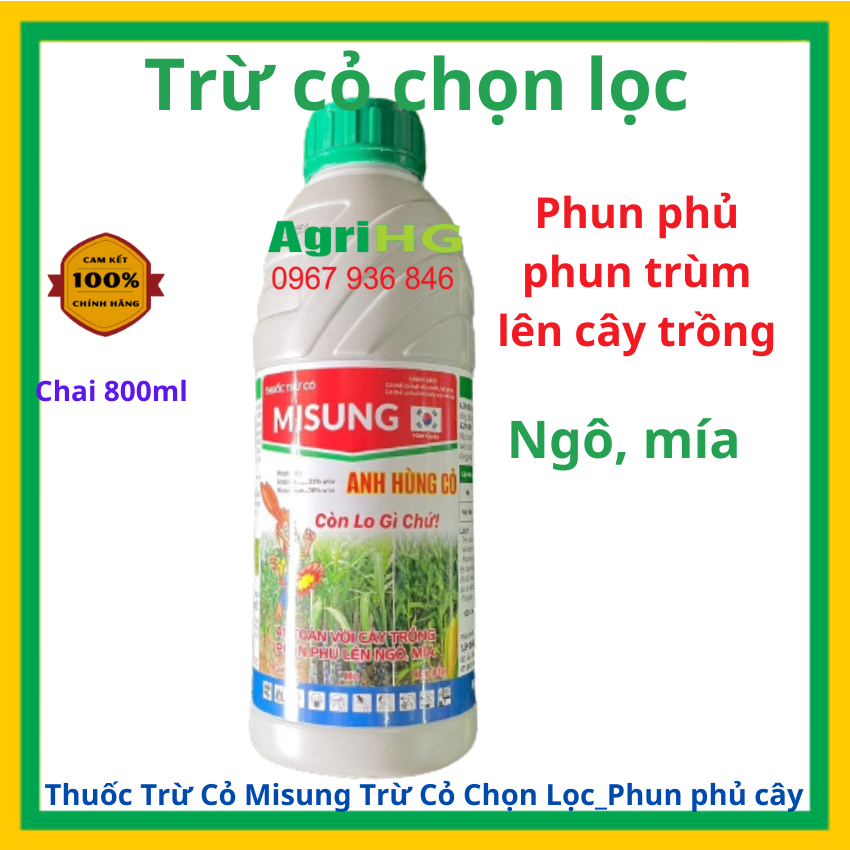 Thuốc trừ Misung Azinrio -ANH HÙNG CỎ - GIÁO SƯ CỎ, Phun trùm, phun phủ Trừ diệt cỏ trên cây Mía, ngô, bắp, Thuốc trừ cỏ chọn lọc, AgriHG