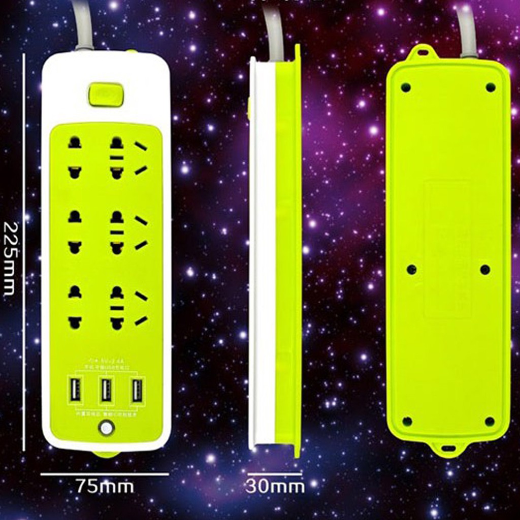 Ổ Cắm Điện Đa Năng Chống Giật Có 3 Cổng USB Sạc Điện Thoại – Sạc Trực Tiếp – Tiết Kiệm Điện Màu Xanh Lá D Danido