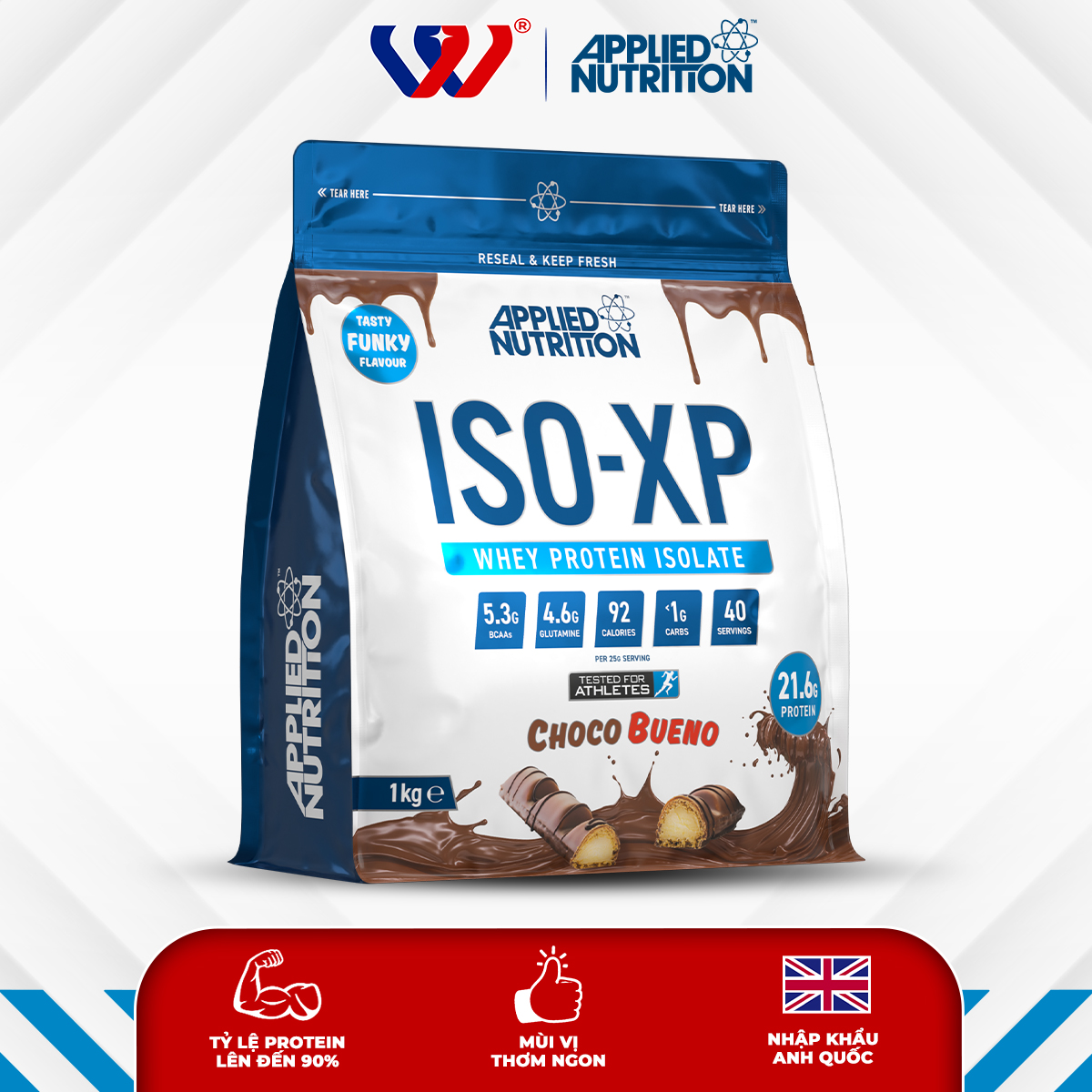 Whey protein isolate Applied Nutrition Iso XP chính hãng 1kg