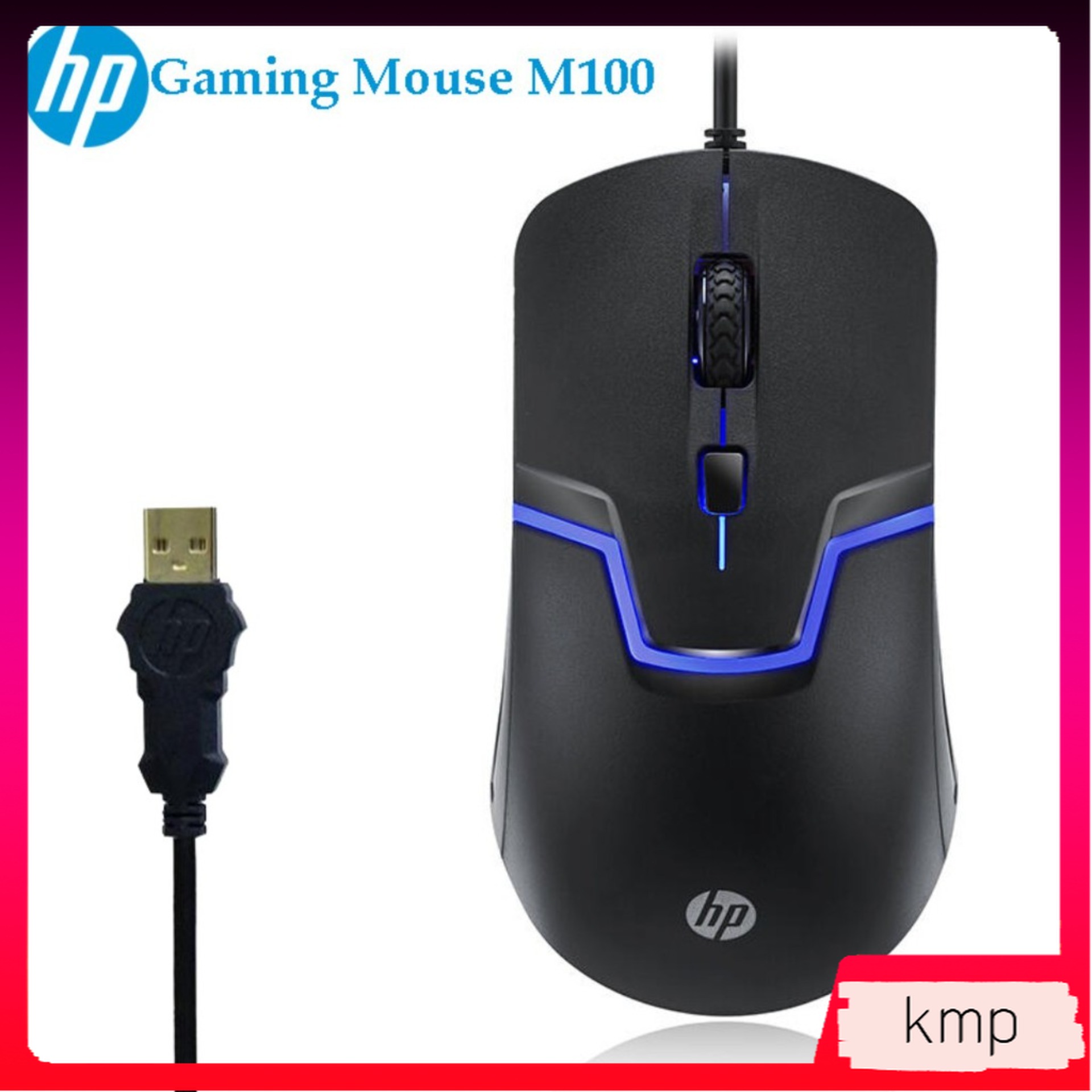 Chuột chơi game HP M100 gaming đèn led nhiều màu đầm tay - KKT store - chuột có dây, chuột hp, chuột máy tính