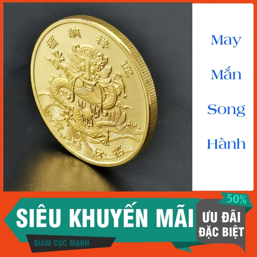 Đồng Xu Rồng Vàng - Vật Phẩm Chiêu Tài Lộc - Gia Tăng Tài Lộc Mang Lại May Mắn Về Tiền Bạc - Công Danh -Phong Thủy Đế Vượng