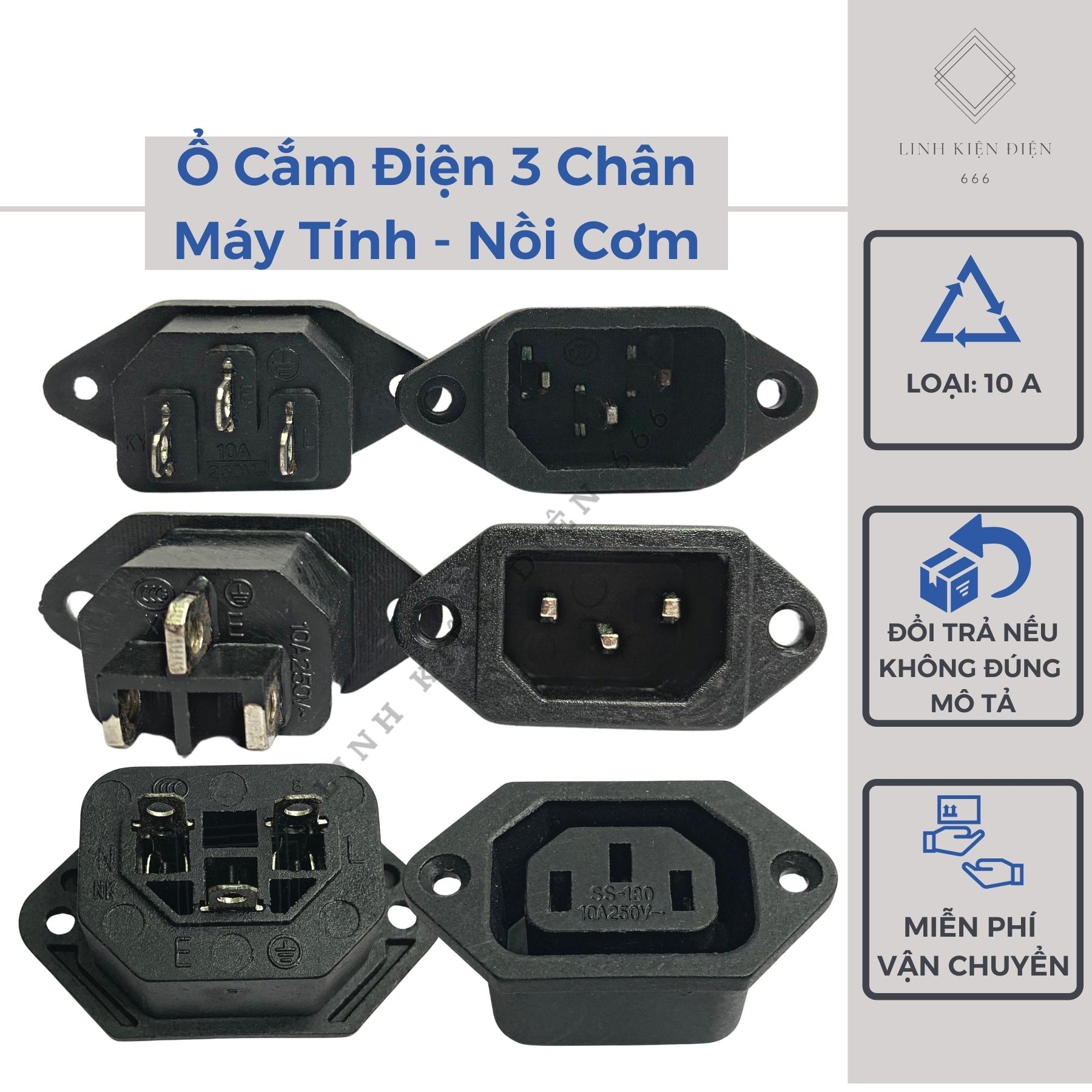 Ổ cắm điện 3 chấu ổ cắm 3 chân dẹt ổ 3 chấu máy tính nồi cơm 250v 10a