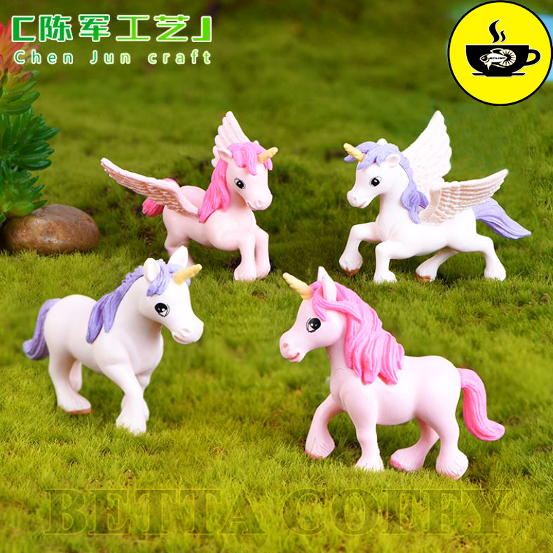 Ngựa Pony ngựa thiên thần có cánh ngựa đồng cỏ - trang trí tiểu cảnh