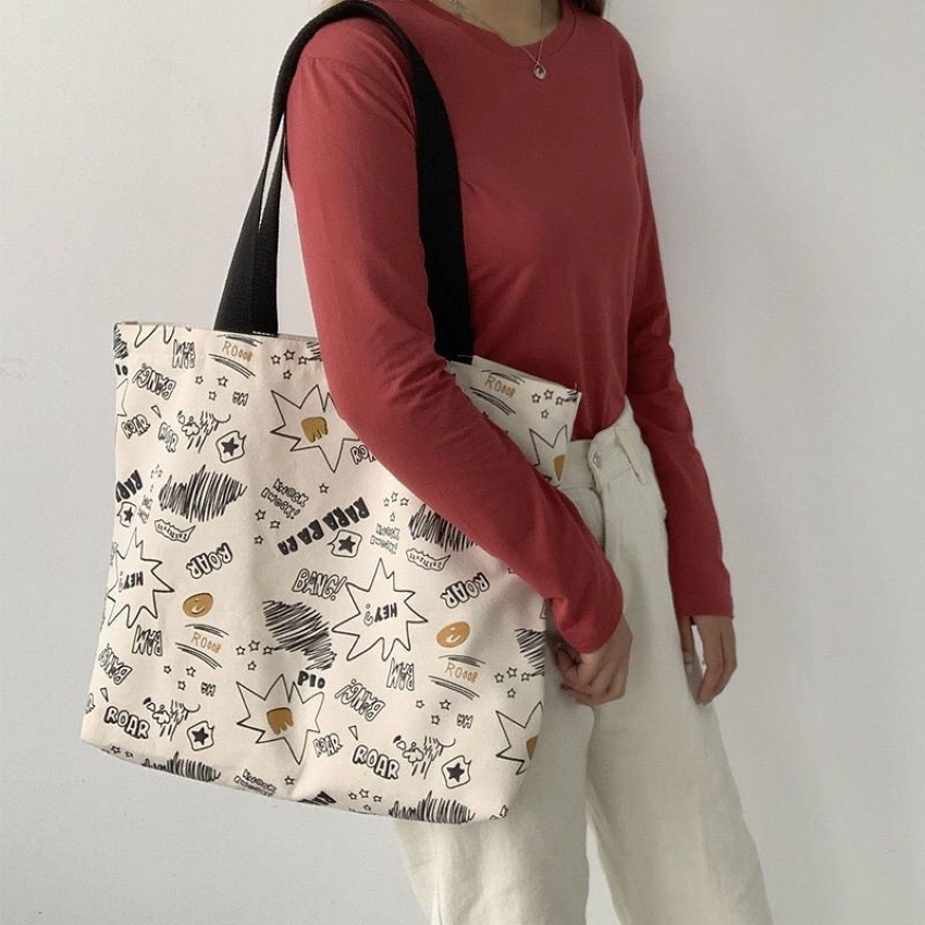 Túi tote vảo canvas đựng đồ đi học đi chơi cao cấp Hàn Quốc BL3041