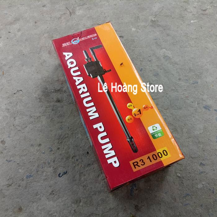 Máy Bơm Nước Chìm Bể Cá  3 Chức năng vừa Bơm + Lọc + Tạo Oxy - R3 – 1000 , Công Suất 20W, Đẩy cao 1.2M