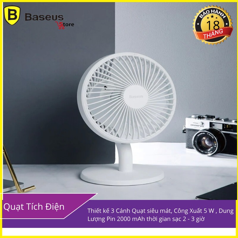 Quạt mini tích điện để bàn Baseus Ocean cực mát và tiện dụng
