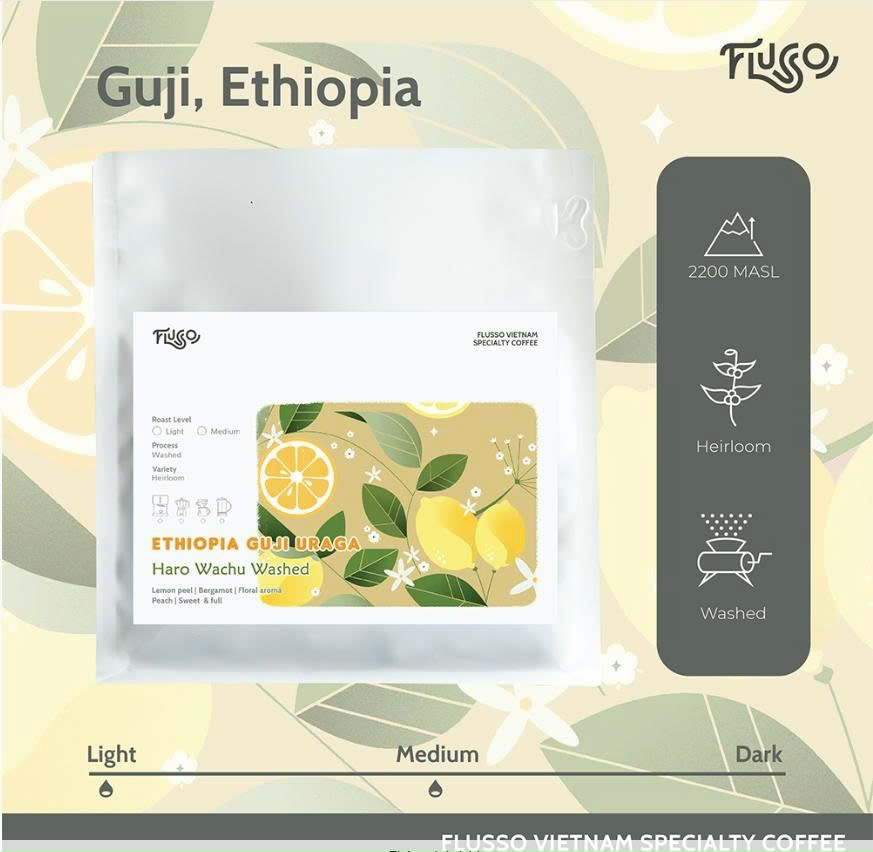 Cà Phê Specialty Ethiopia Guji Uraga Haro Wachu Washed