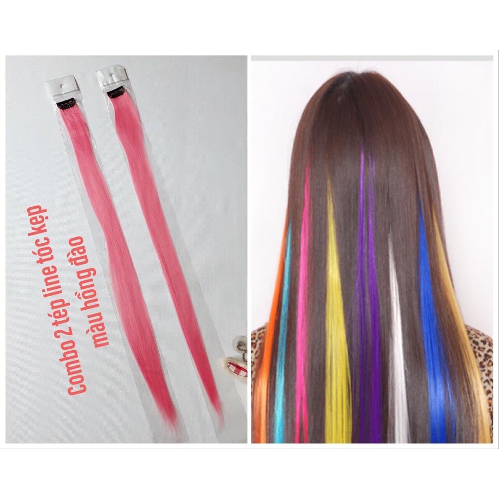 COMBO 2 TÉP LINE TÓC KẸP MÀU HỒNG ĐÀO ĐÁNG YÊU LTM-15 (Mua 2 tặng 1 mini tattoo. Chọn mẫu tùy thích)