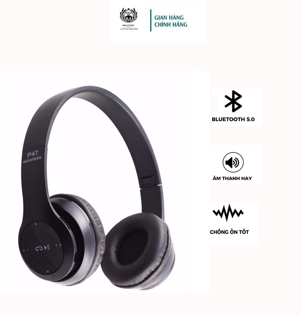 Tai nghe chụp tai cao cấp bluetooth Growntech P47 có khe thẻ nhớ - có cap kết nối 2 đầu 3.5mm âm thanh chất lượng có mic over ear headphones - Không đau tai