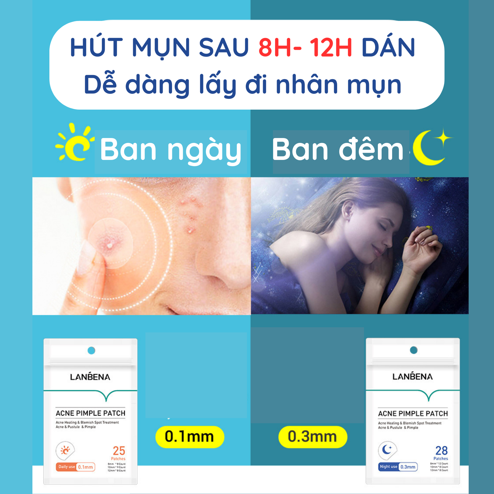 Miếng dán mụn CẤP TỐC, gom nhân mụn NHANH CHÓNG hút sạch mụn, ngừa mụn trứng cá , miếng dán giảm mụn thẩm mĩ
