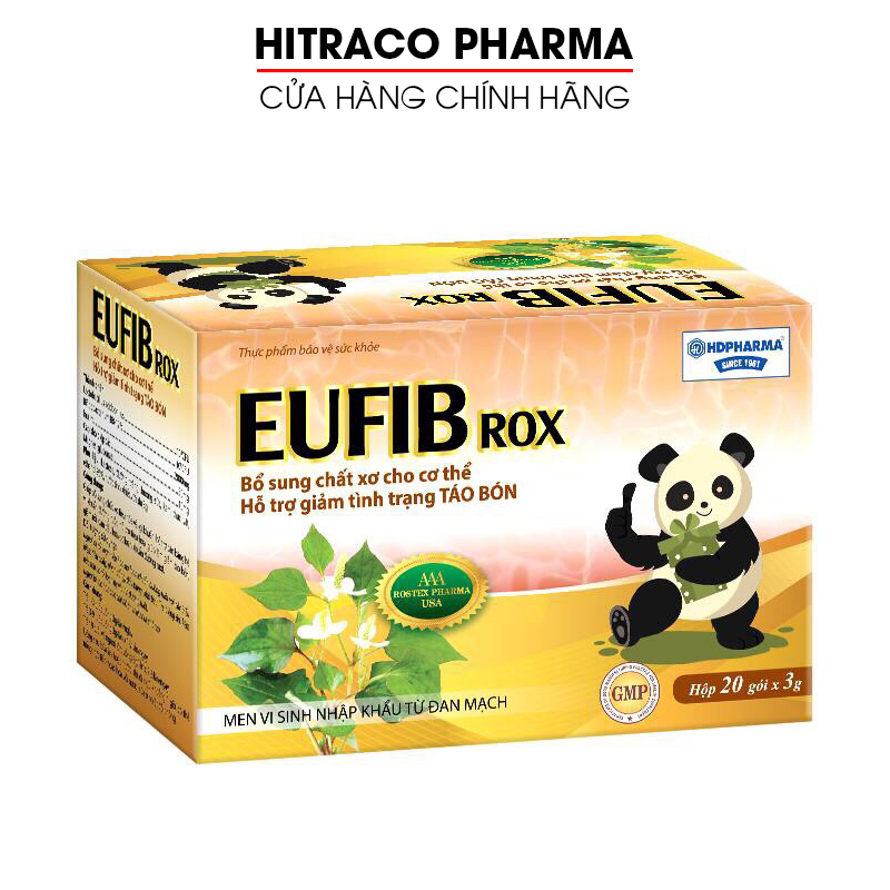 Men vi sinh giảm táo bón cho bé, giảm tiêu chảy, bổ sung chất xơ EUFIB Rox - Hộp 20 gói