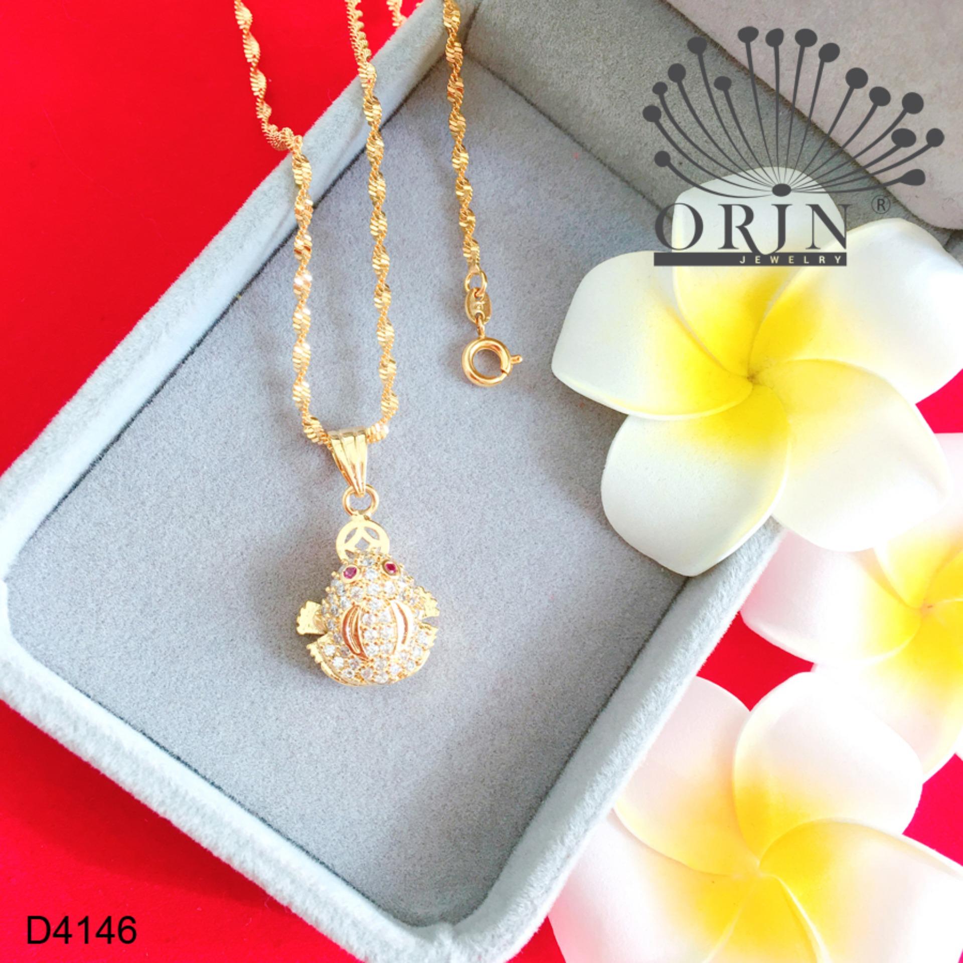 Dây chuyền nữ dạng xoắn mặt cóc ngậm tiền tài lộc may mắn đính đá thiết kế bền màu đẳng cấp Orin D4146 - Long Tien