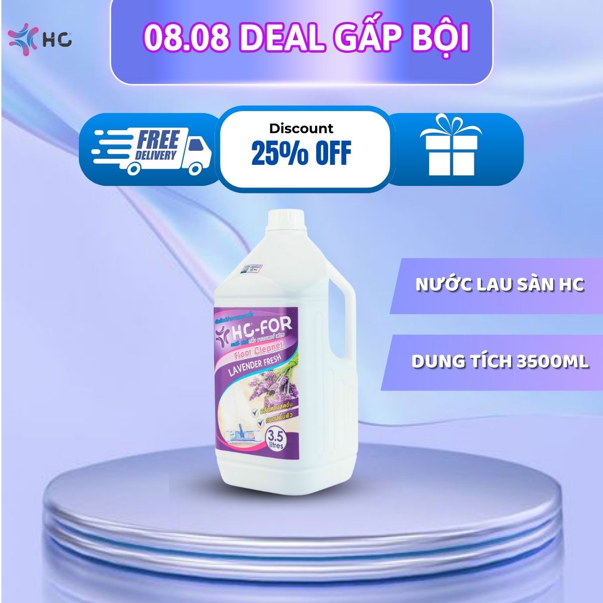 Nước lau sàn diệt khuẩn hc for lavender fresh hương hoa lavender thơm mát 3,5l có tem chống giả